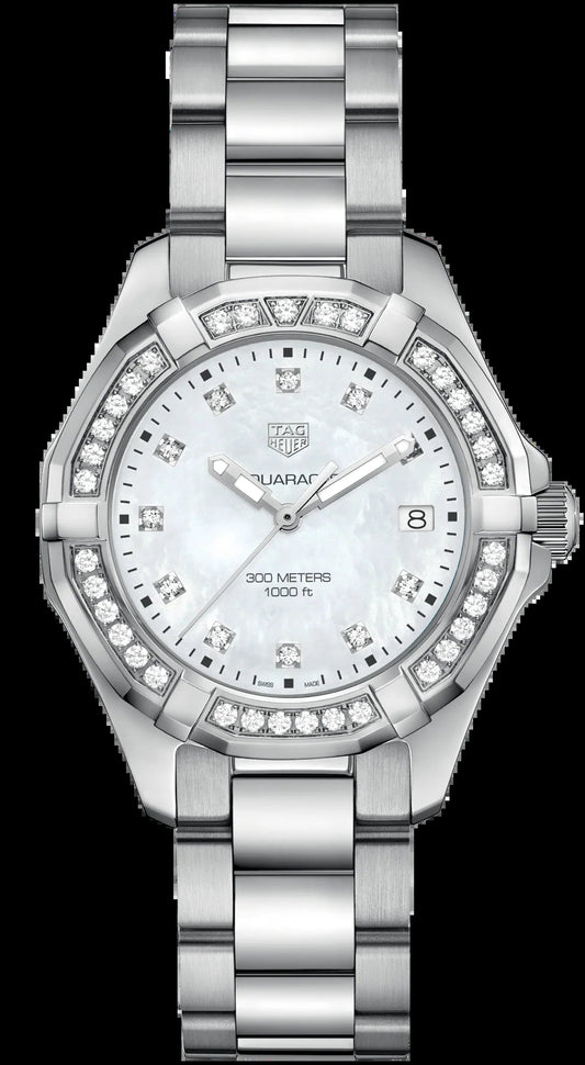 Unworn  Aquaracer, Stainless Steel and Diamonds Set, 35Mm, Ref# WBD131C.BA0748, Box & Papers