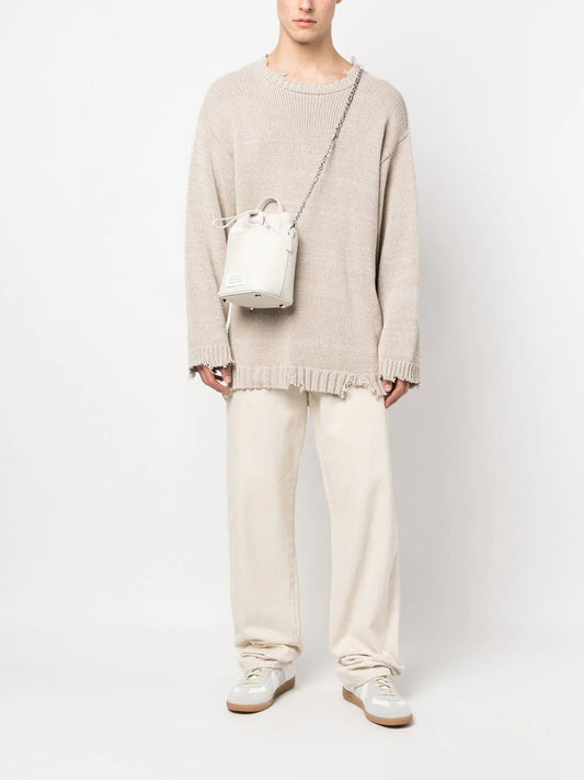 CHALK LEATHER and CANVAS MINI 5AC BUCKET BAG