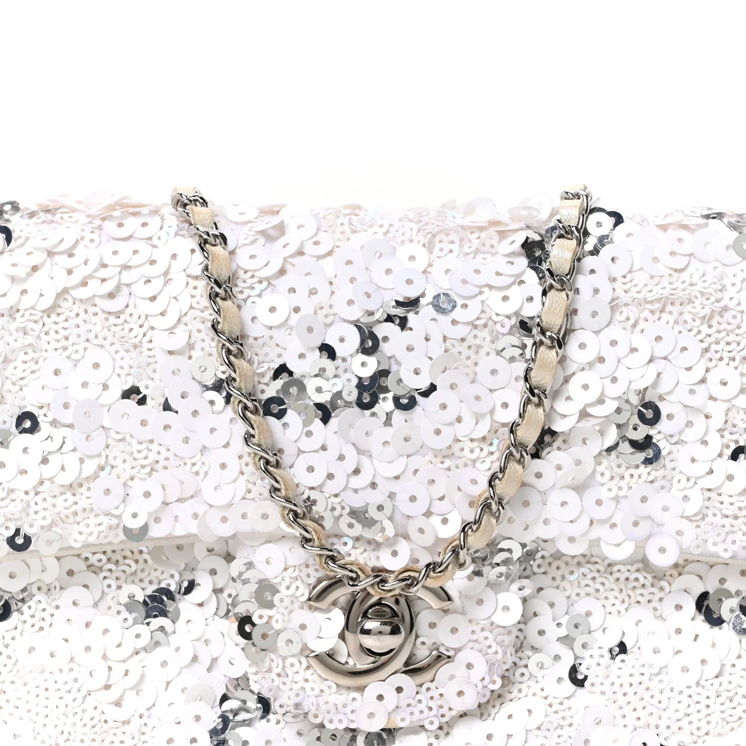 Sequin East West Flap White Silver