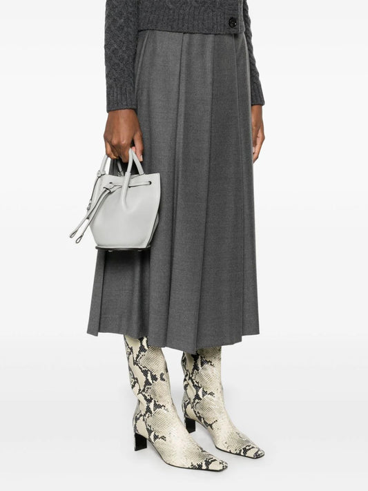 LOGO-CHARM LEATHER MINI BUCKET BAG