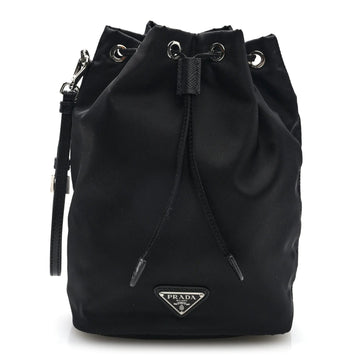 Re-Nylon Vela Drawstring Wristlet Pouch Black