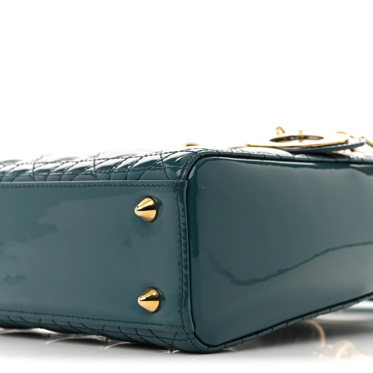 Patent Cannage Small Lady Dior Turquoise