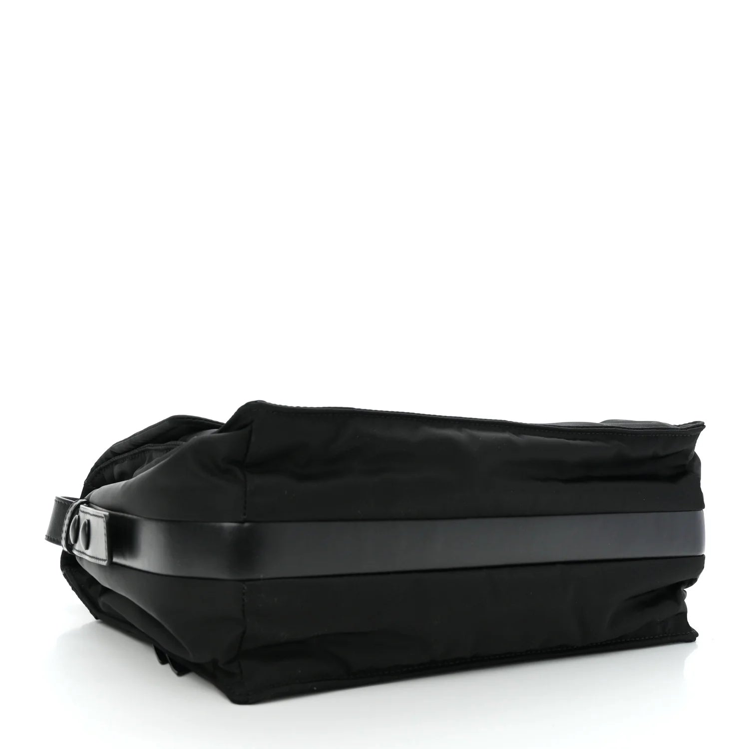 Re-Nylon Vitello Padded Large Flap Shoulder Bag Black