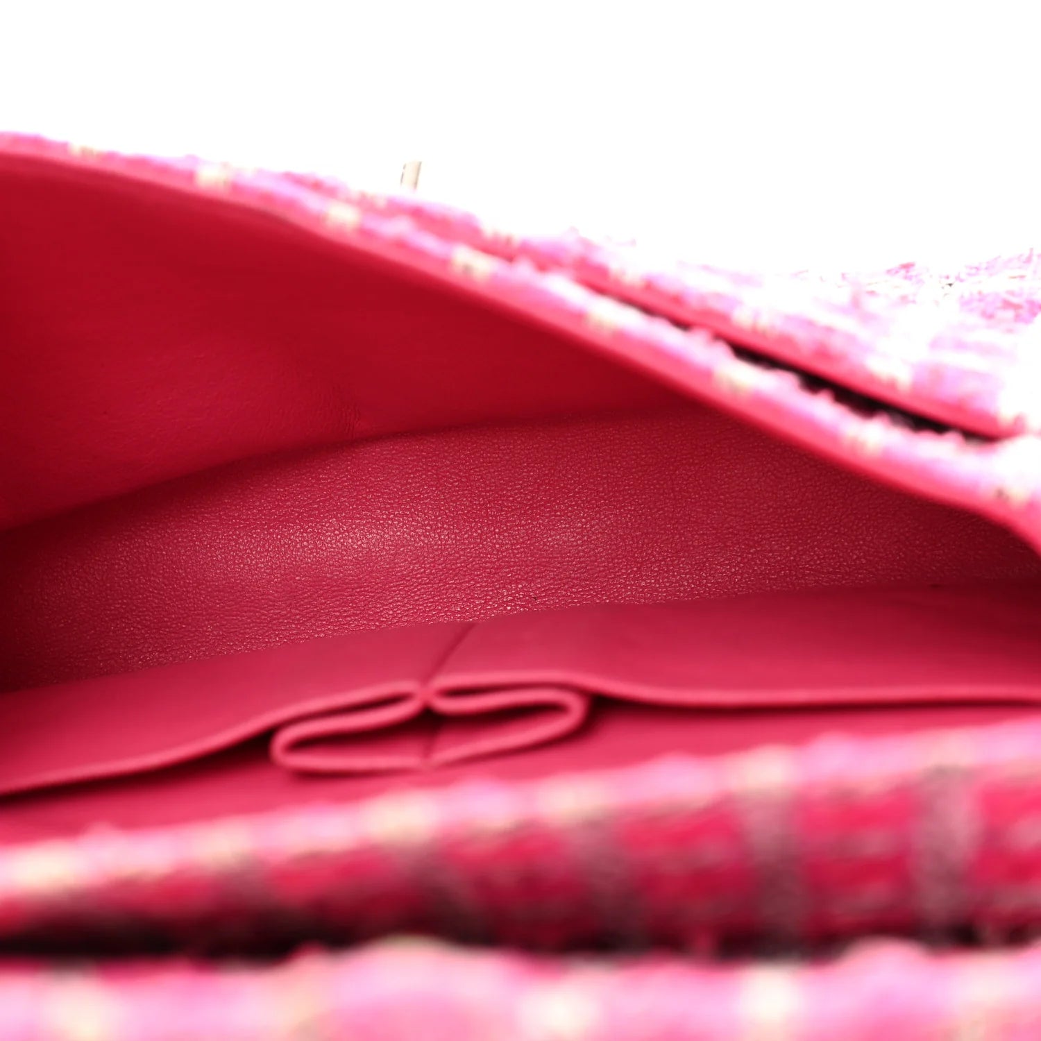 Tweed Quilted Medium Double Flap Hot Pink