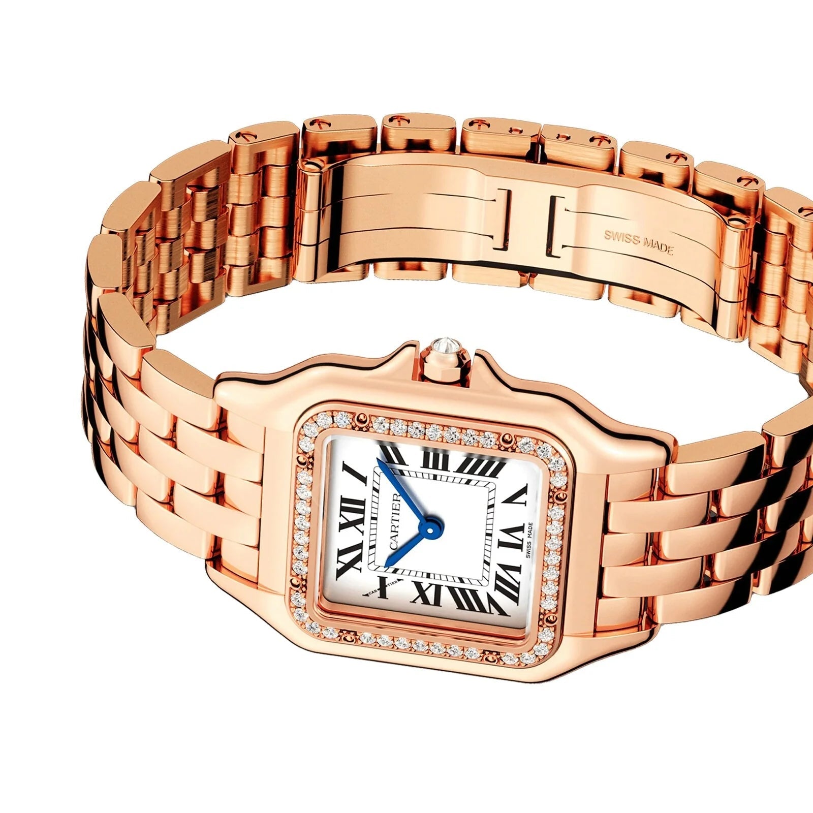 Unworn  Panthère De  Medium, 18K Rose Gold, Diamonds, 27Mm X 36Mm, Ref# WJPN0009, Box and Papers