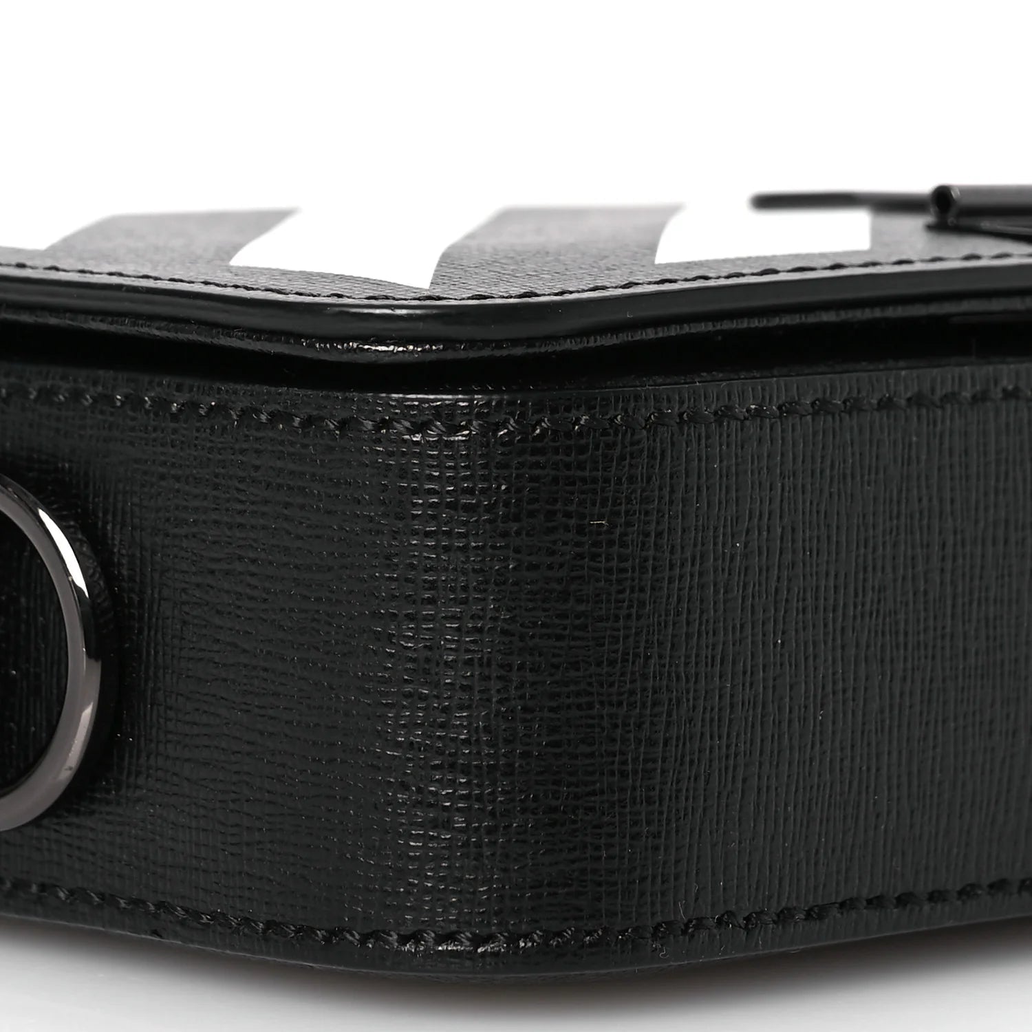 Saffiano Striped Mini Diag Binder Clip Bag Black White Yellow