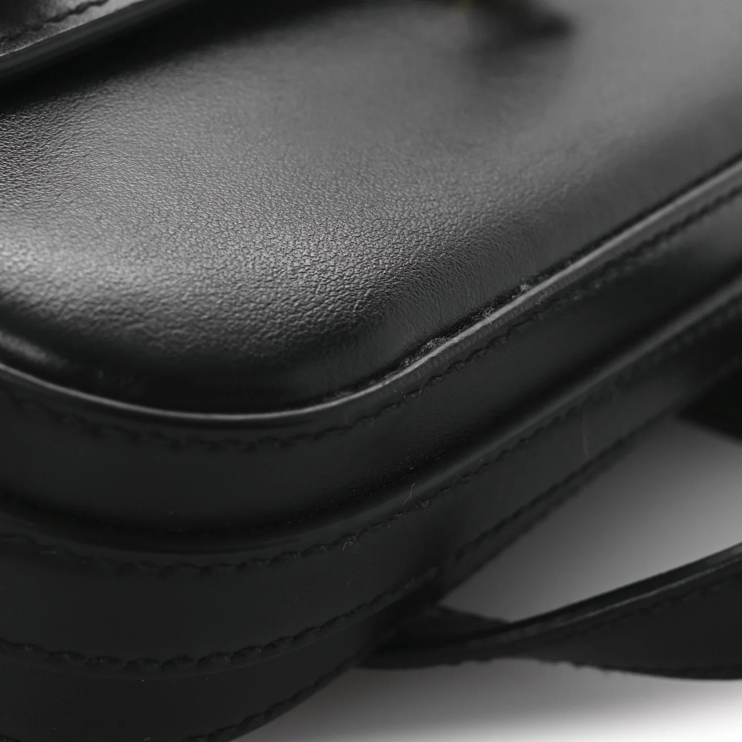 Soft Calfskin Metal Triangle Logo Flap Shoulder Bag Black