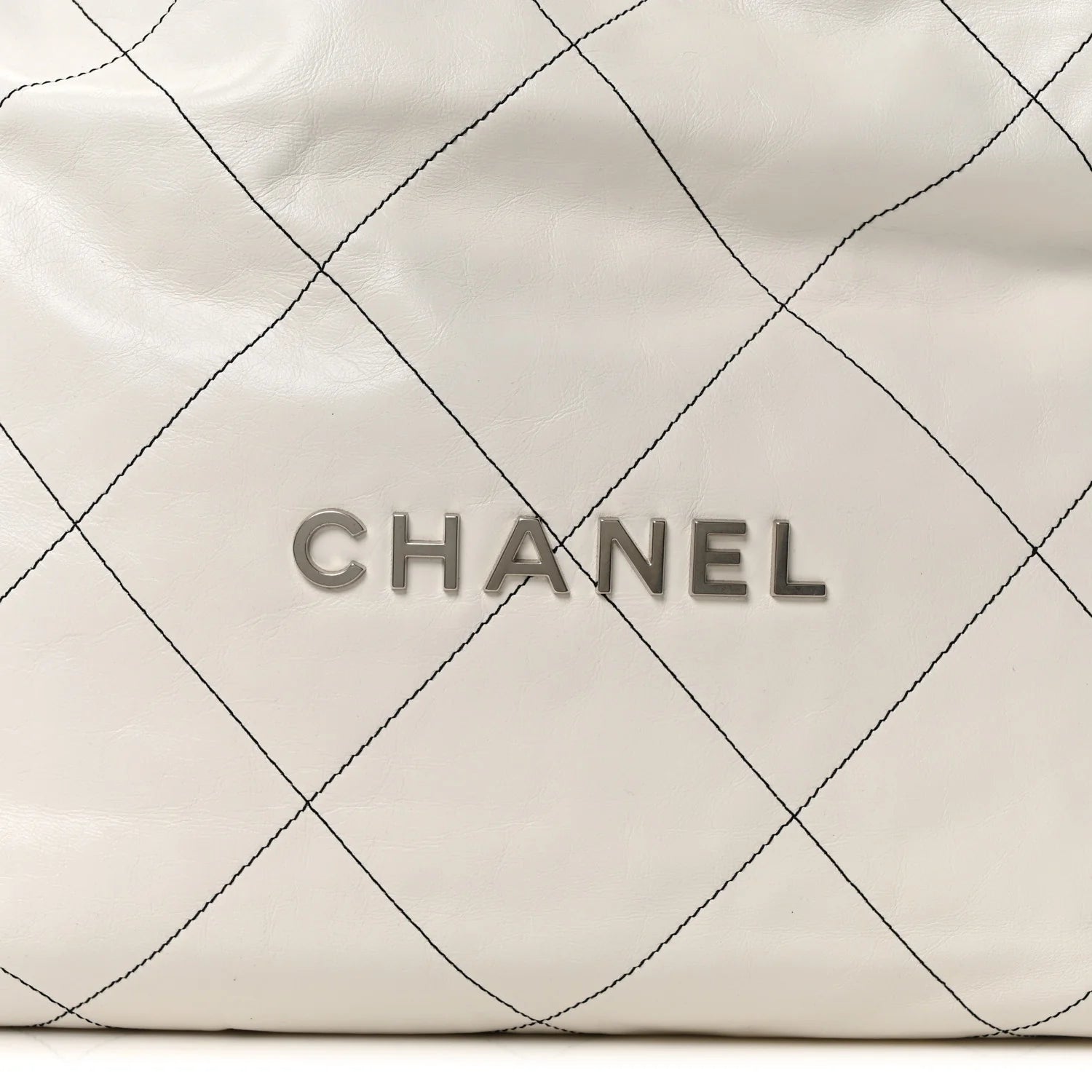 Shiny Calfskin Quilted  22 White Black