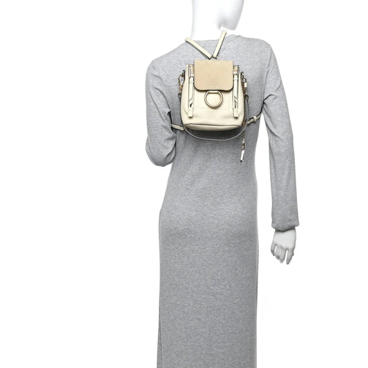 Suede Calfskin Mini Faye Backpack off White