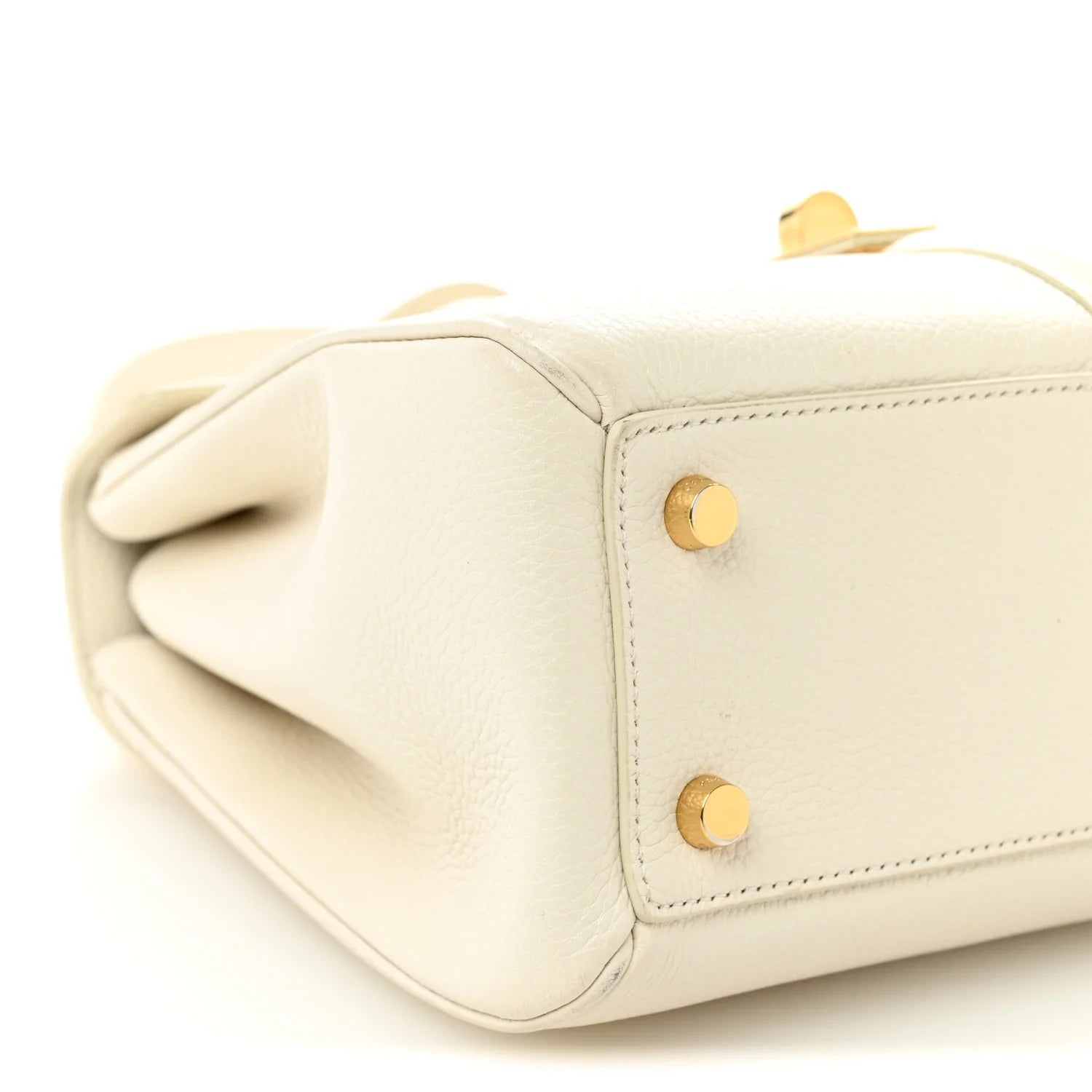 Grained Calfskin Small 16 Top Handle Bag White