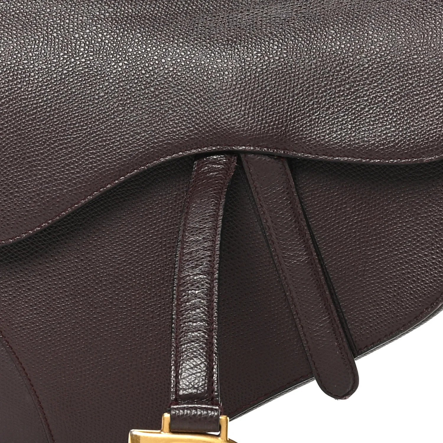 Grained Calfskin Saddle Bag Burgundy
