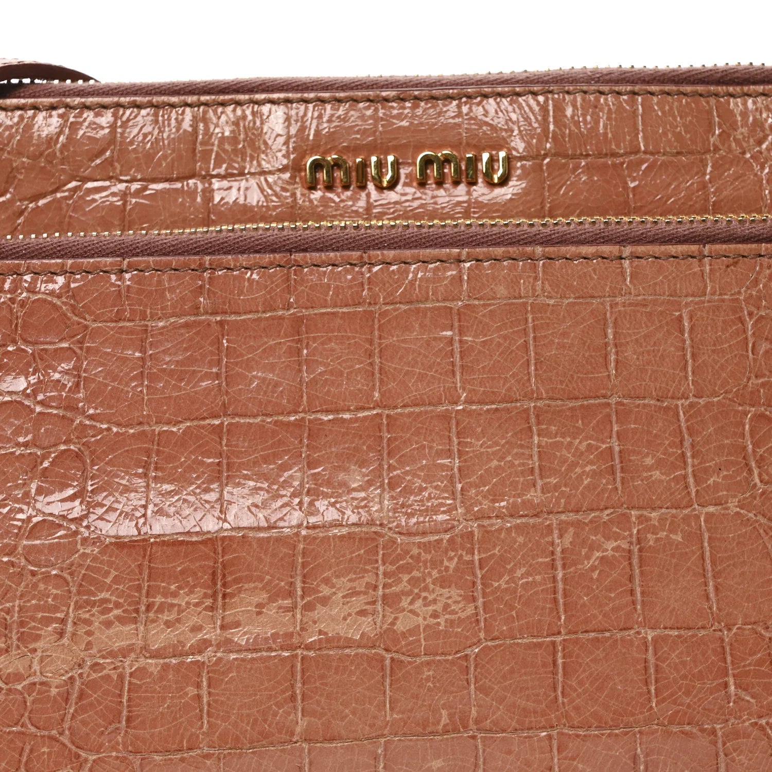 Vernice Crocodile Embossed Crossbody Bag Antico