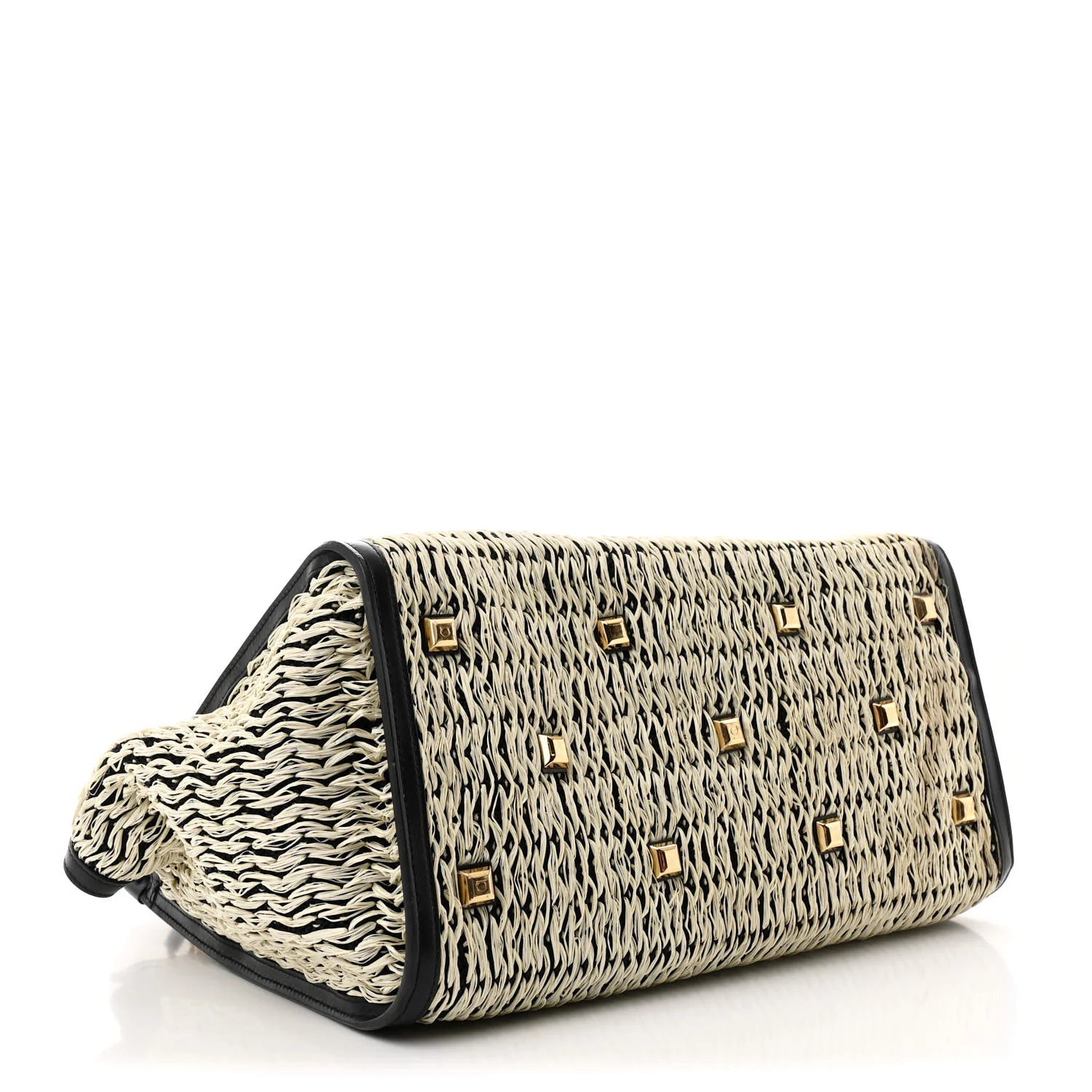 Raffia Large Studio Bag Black White