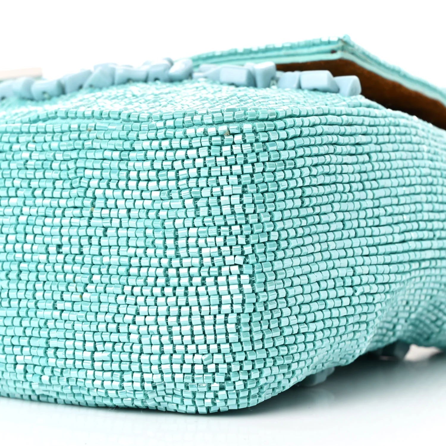Rolling Stone Vitello Seta Bead Embroidered Re-Edition Baguette Spring Turquoise