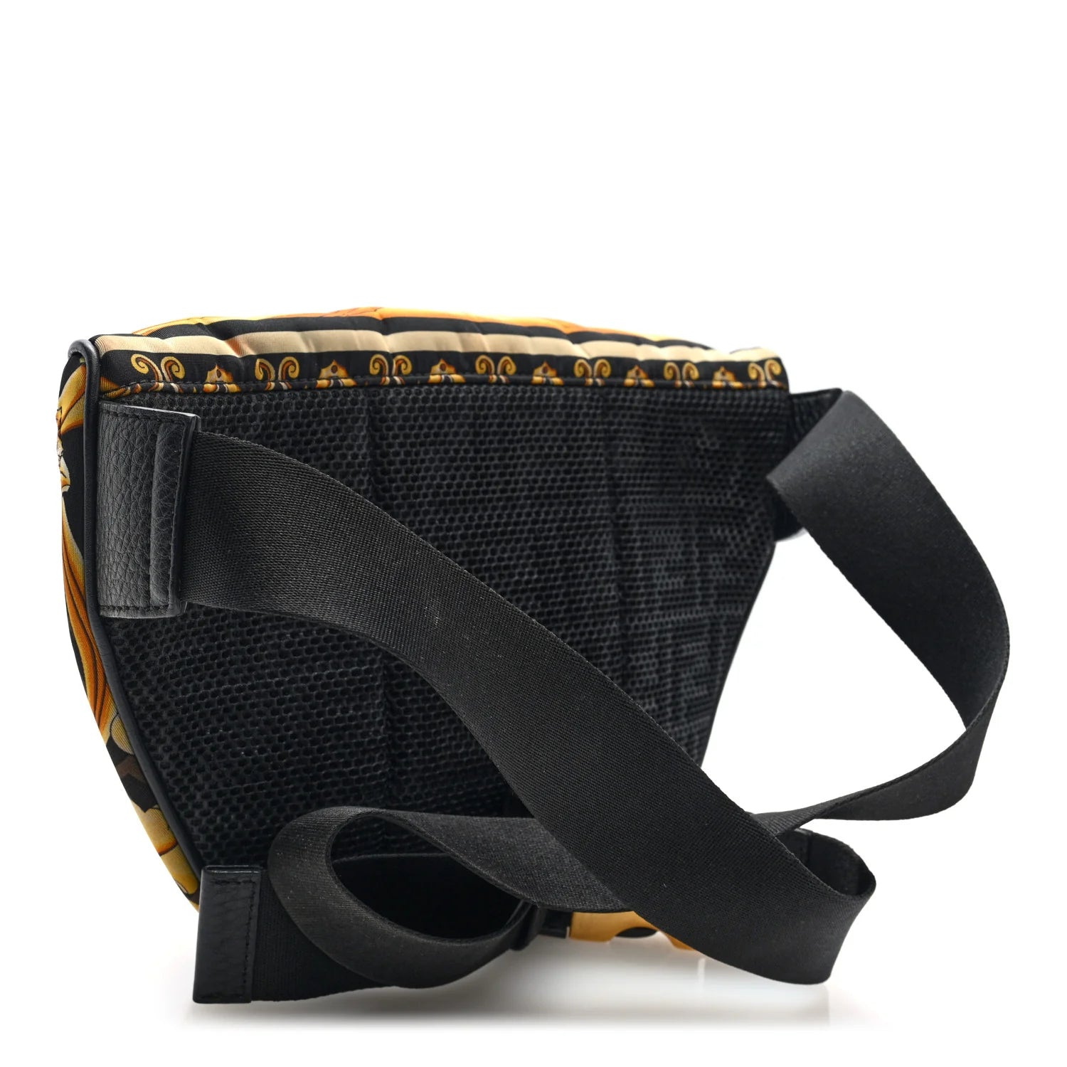 X VERSACE Nylon Cuoio Romano Fendace FF Baroque Belt Bag Black Gold
