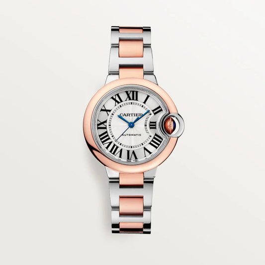 Unworn  Ballon Bleu, Stainless Steel and 18K Rose Gold, 33Mm, Ladies, Ref# W2BB0032, Box and Papers