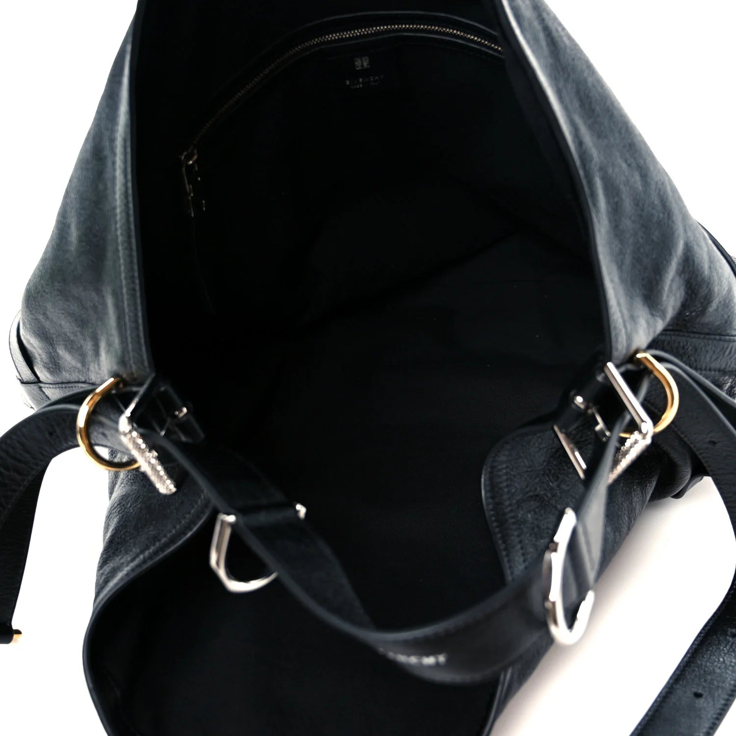 Tumbled Calfskin Large Voyou Bag Black