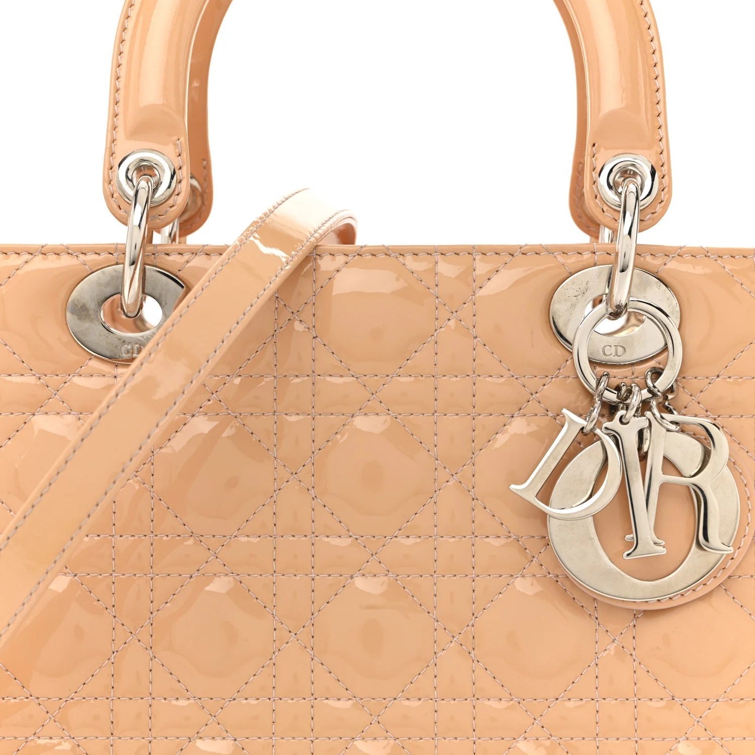 Patent Cannage Medium Lady Dior Beige