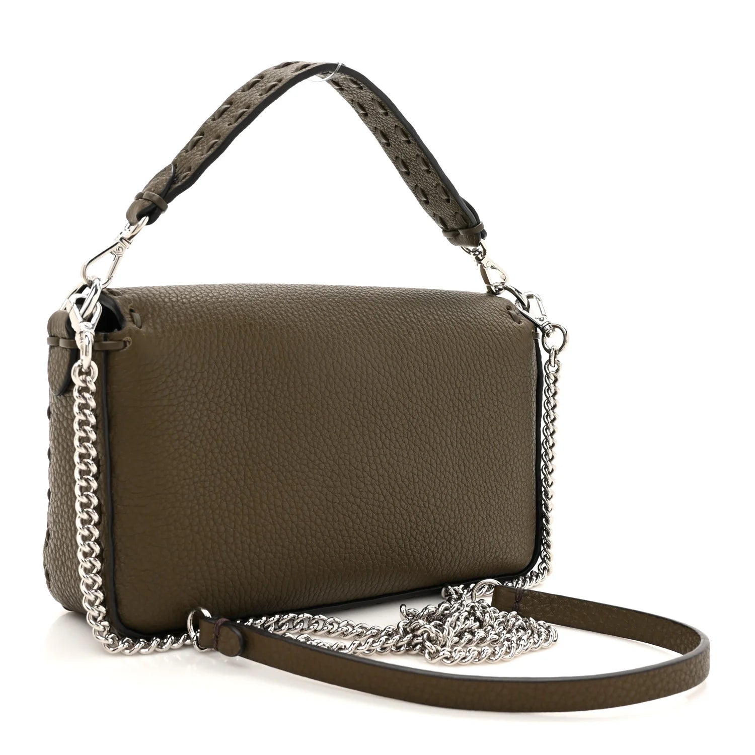 Cuoio Roma Sellerissima Nappa Sintetica Tape Stitch Mini Baguette Argento