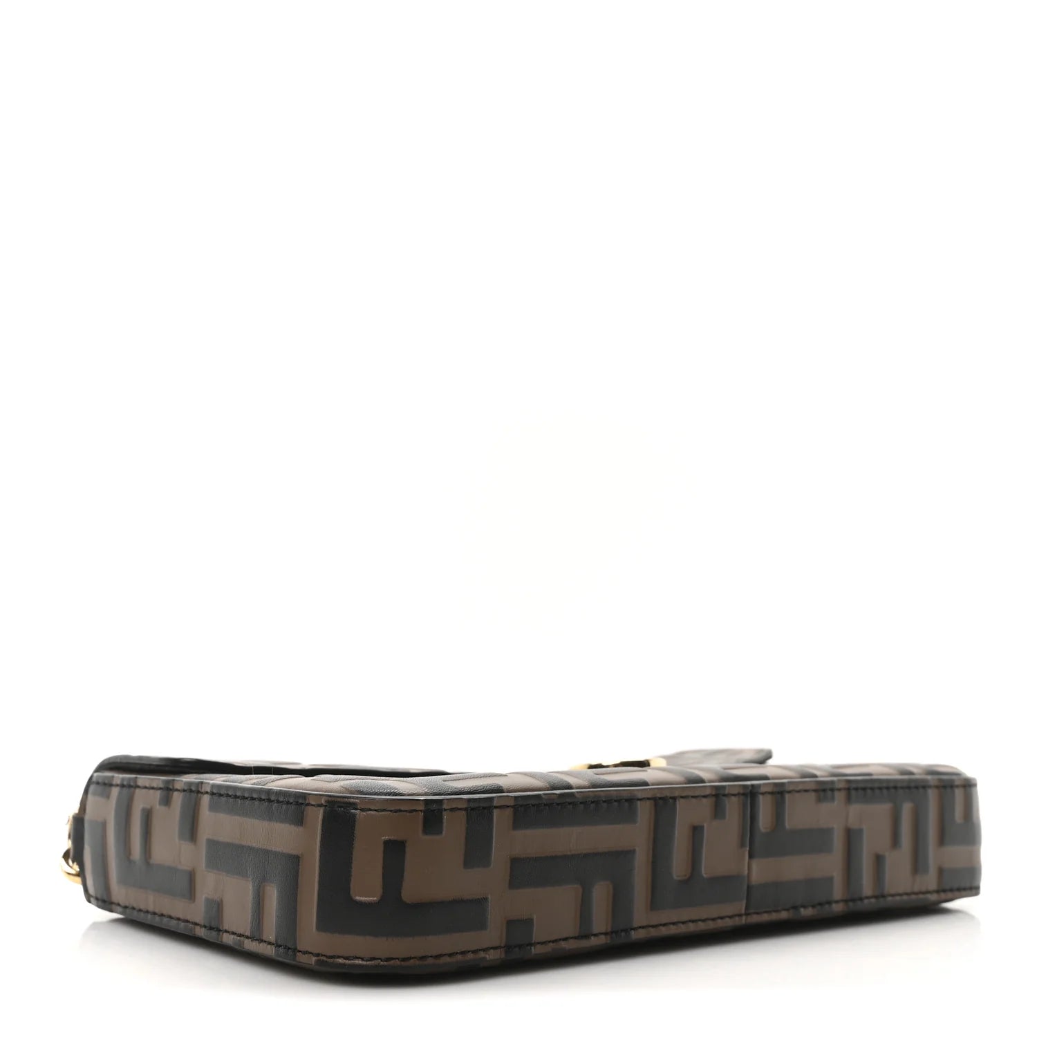 Vitello Soft F Is  Bi-Color FF 1974 Embossed Envelope Wallet on Chain with Pouches Maya Black