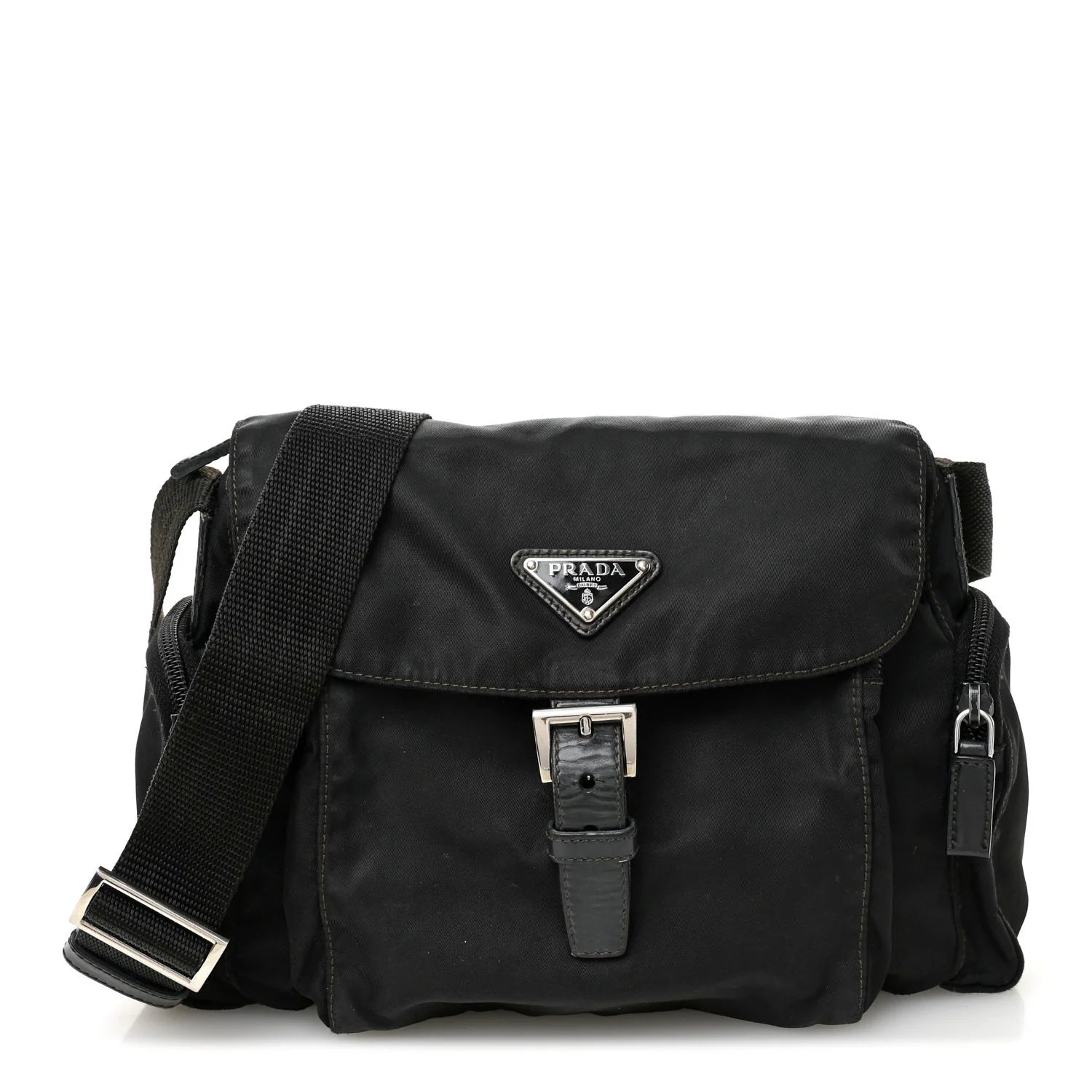Tessuto Nylon Saffiano Small Vela Messenger Black