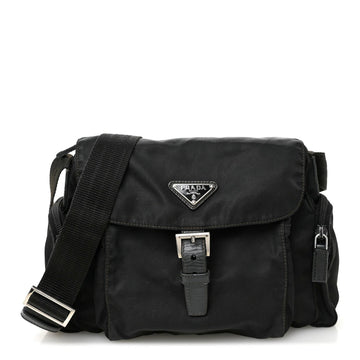 Tessuto Nylon Saffiano Small Vela Messenger Black