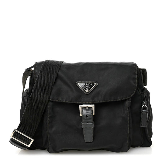 Tessuto Nylon Saffiano Small Vela Messenger Black