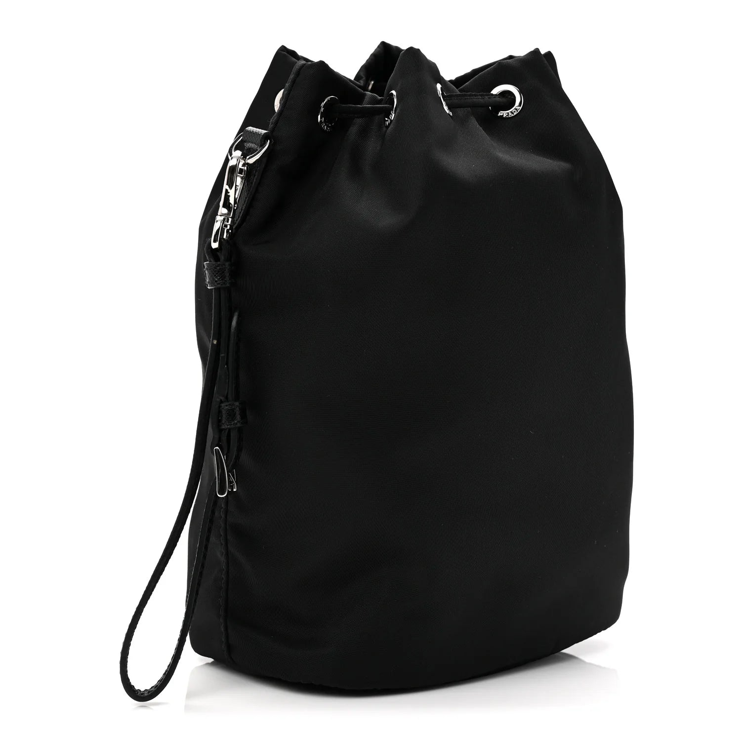 Re-Nylon Vela Drawstring Wristlet Pouch Black