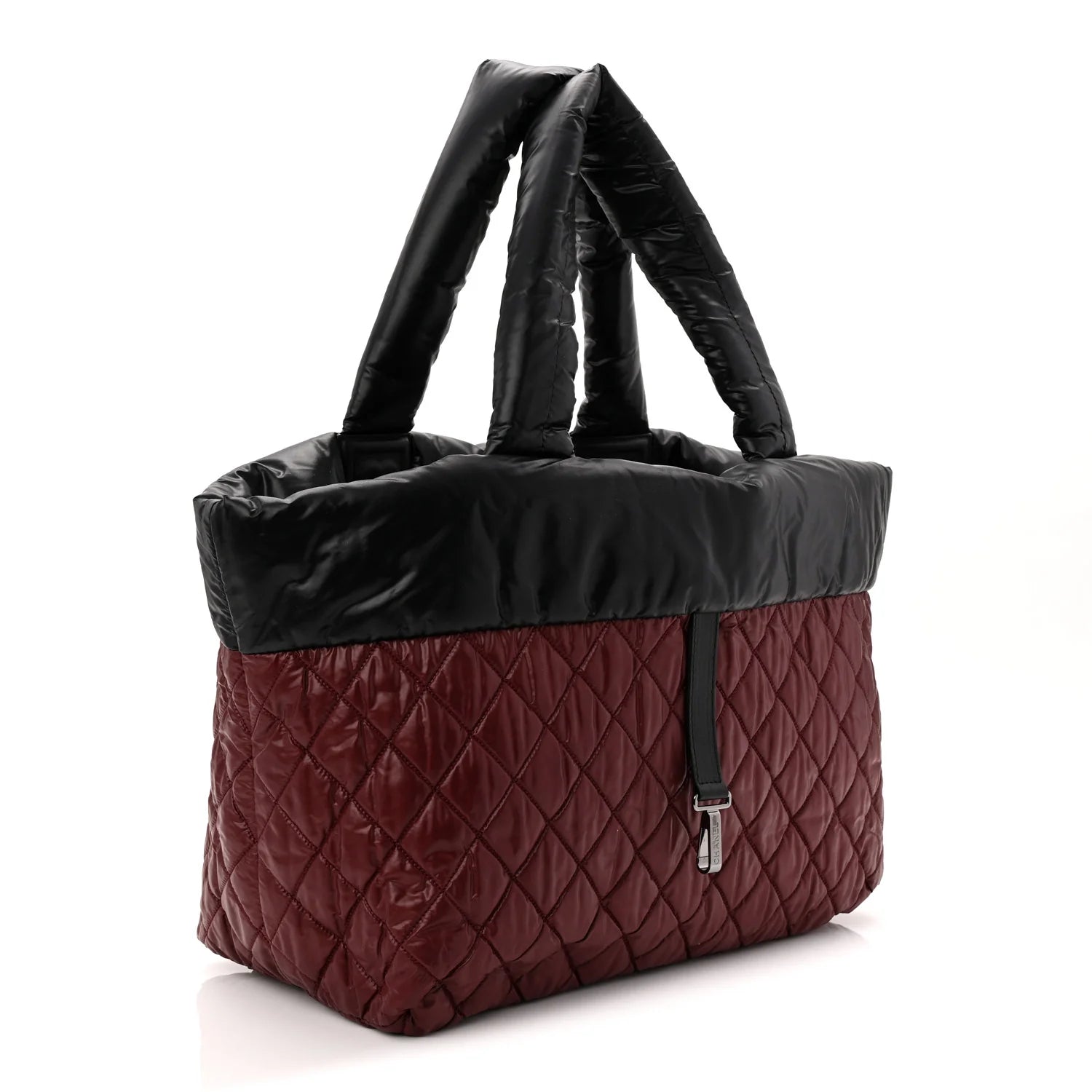 Nylon Quilted Medium Coco Cocoon Reversible Tote Black
