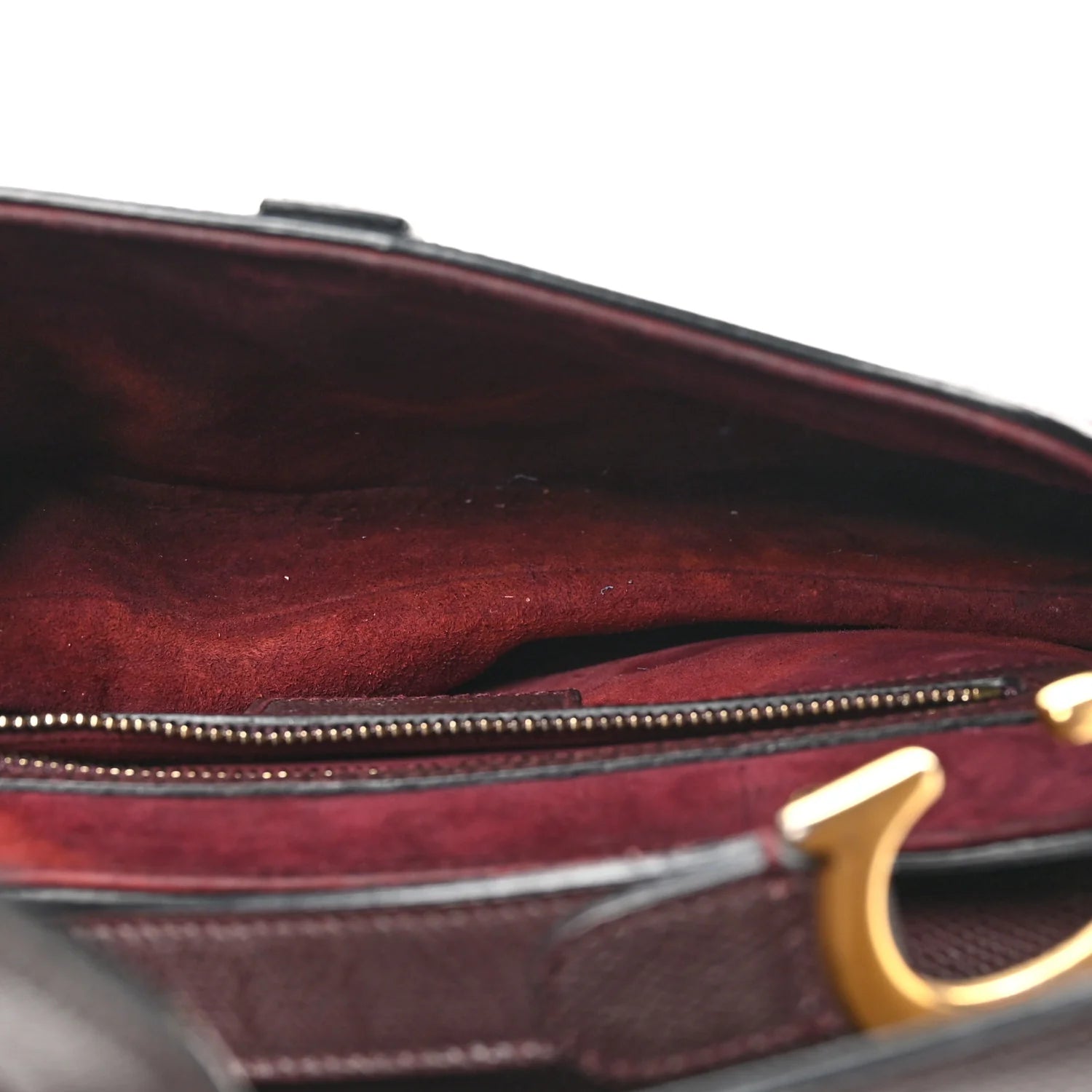Grained Calfskin Saddle Bag Burgundy