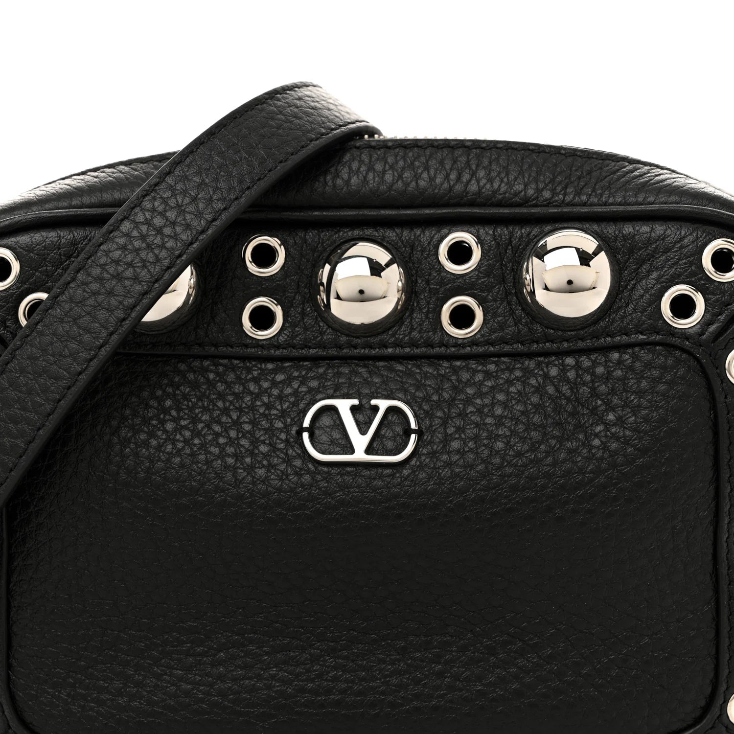 Grainy Calfskin Studded Nellcote Crossbody Bag Black