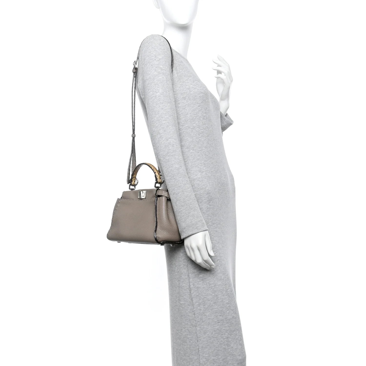 Cuoio Romano Snakeskin Selleria Mini Peekaboo Iconic Satchel Roccia Corda