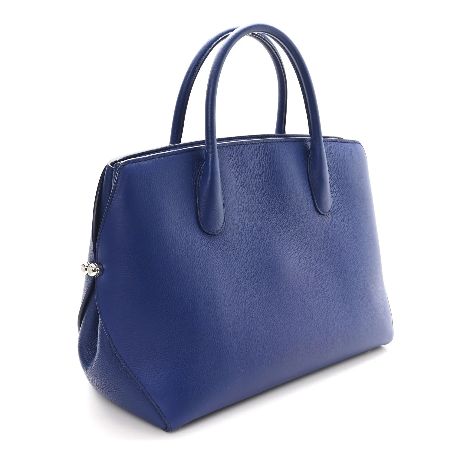 Grained Calfskin Bar Tote Blue
