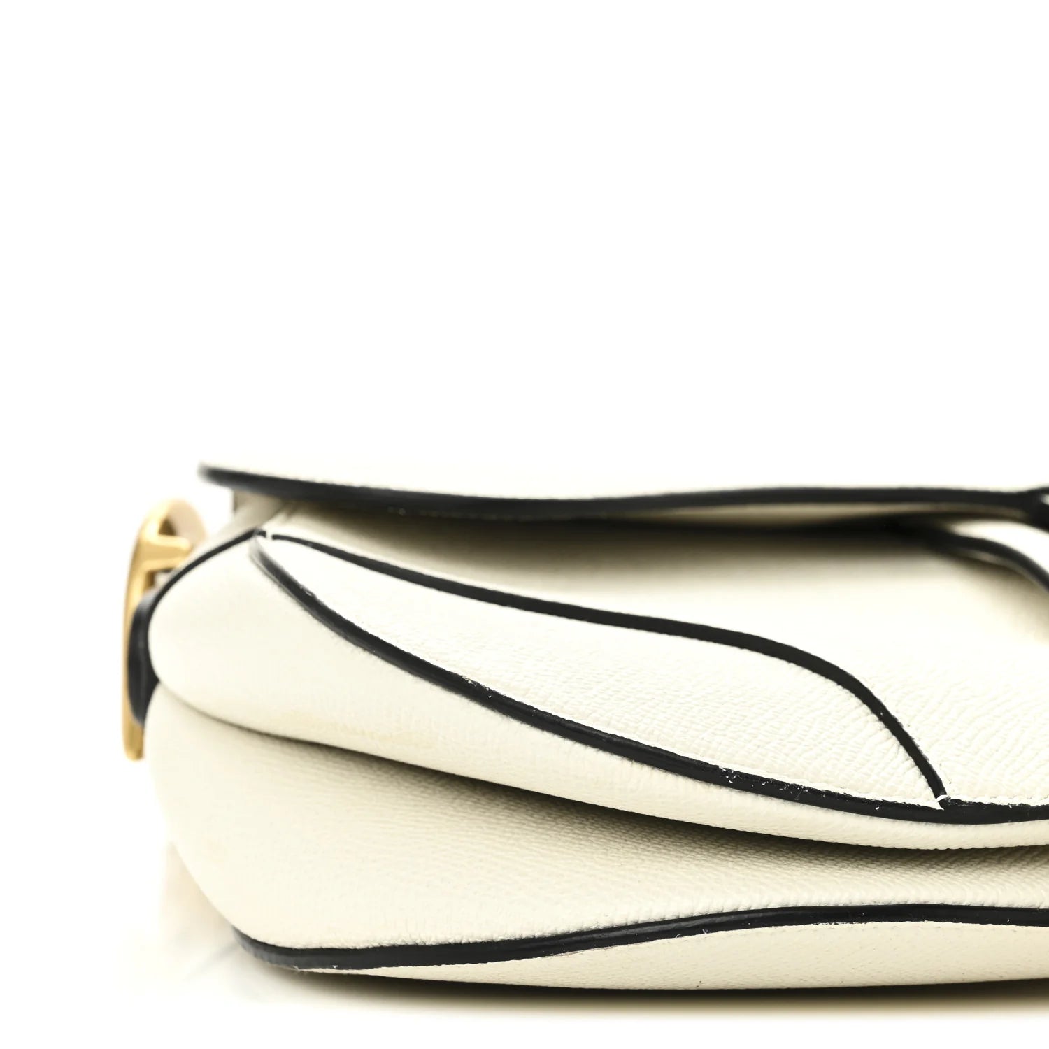 Grained Calfskin Saddle Bag White