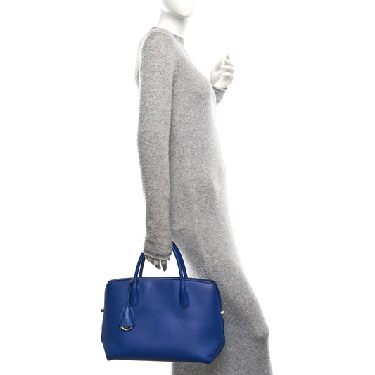 Grained Calfskin Bar Tote Blue