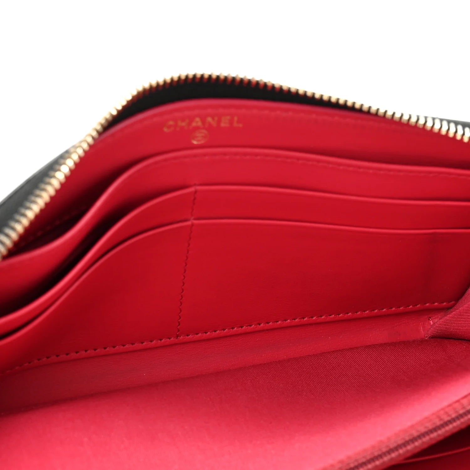 Shiny Aged Calfskin Quilted CC Wallet Black