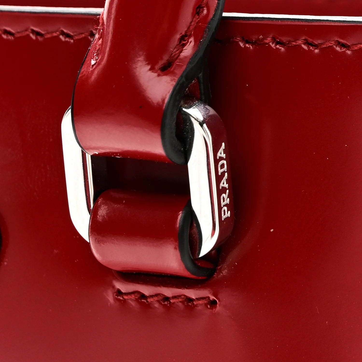 Spazzolato Metal Triangle Logo Small Double Handle Crossbody Tote Scarlatto