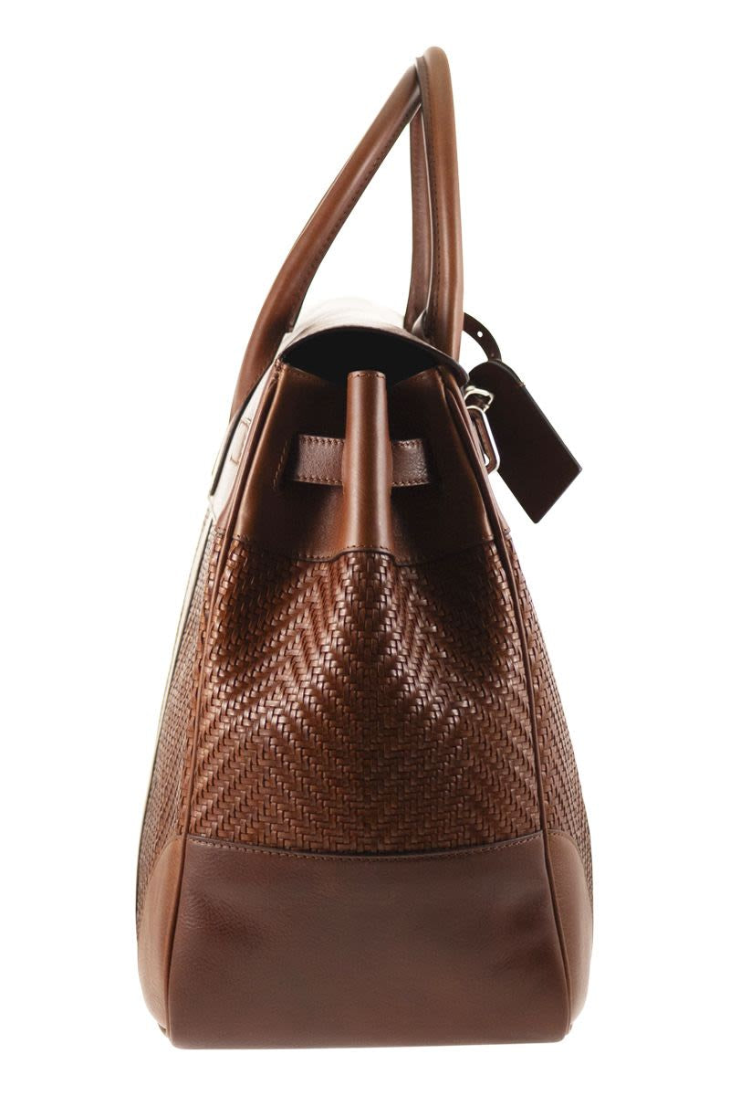 COUNTRY BAG in WOVEN CALFSKIN and COWHIDE LEATHER