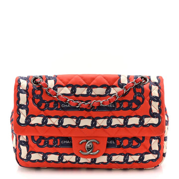 Silk Chain Printed Medium Single Flap Red