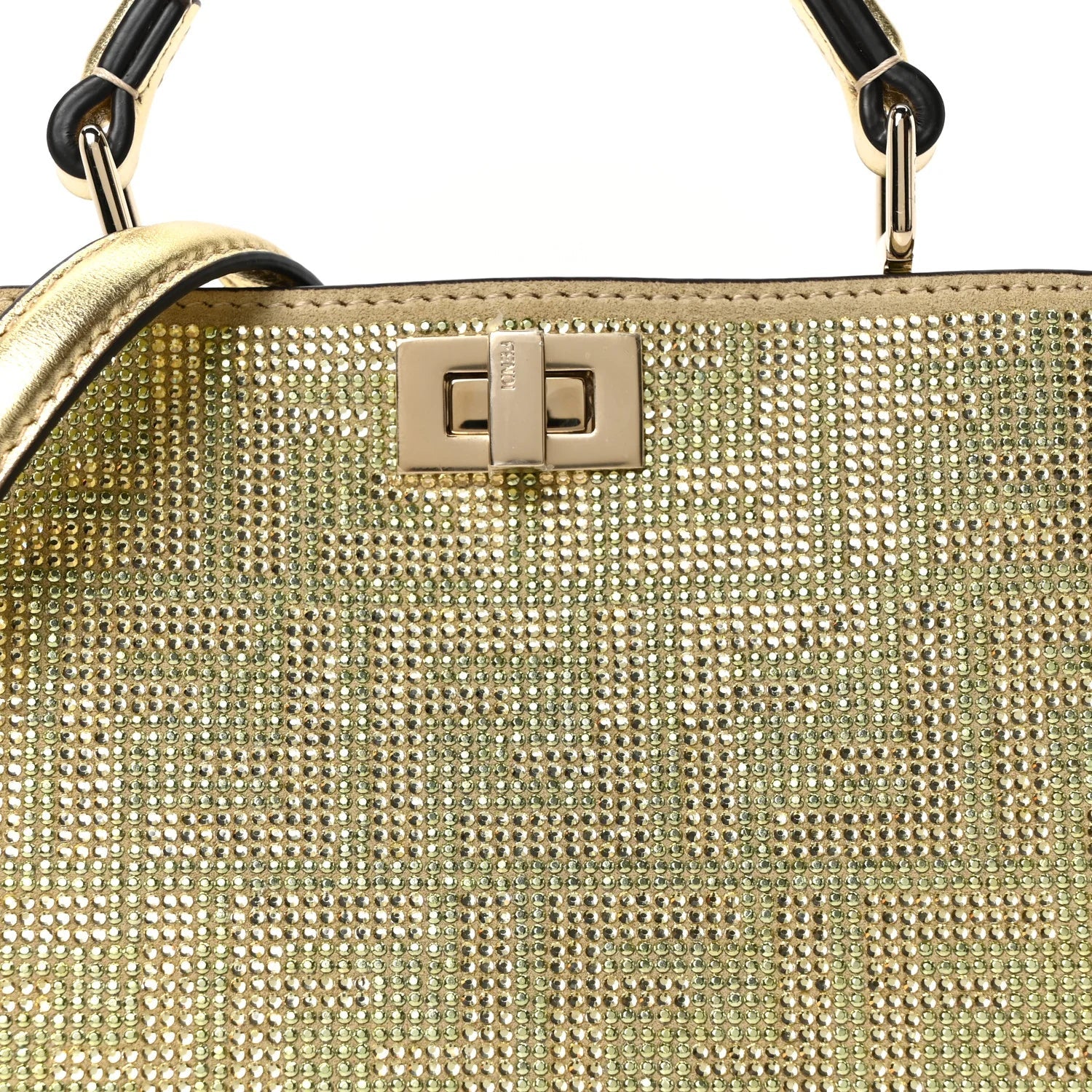 Crystal Vitello Laminato FF Petite Peekaboo I SEE U Satchel Crystal Platinum Light Gold