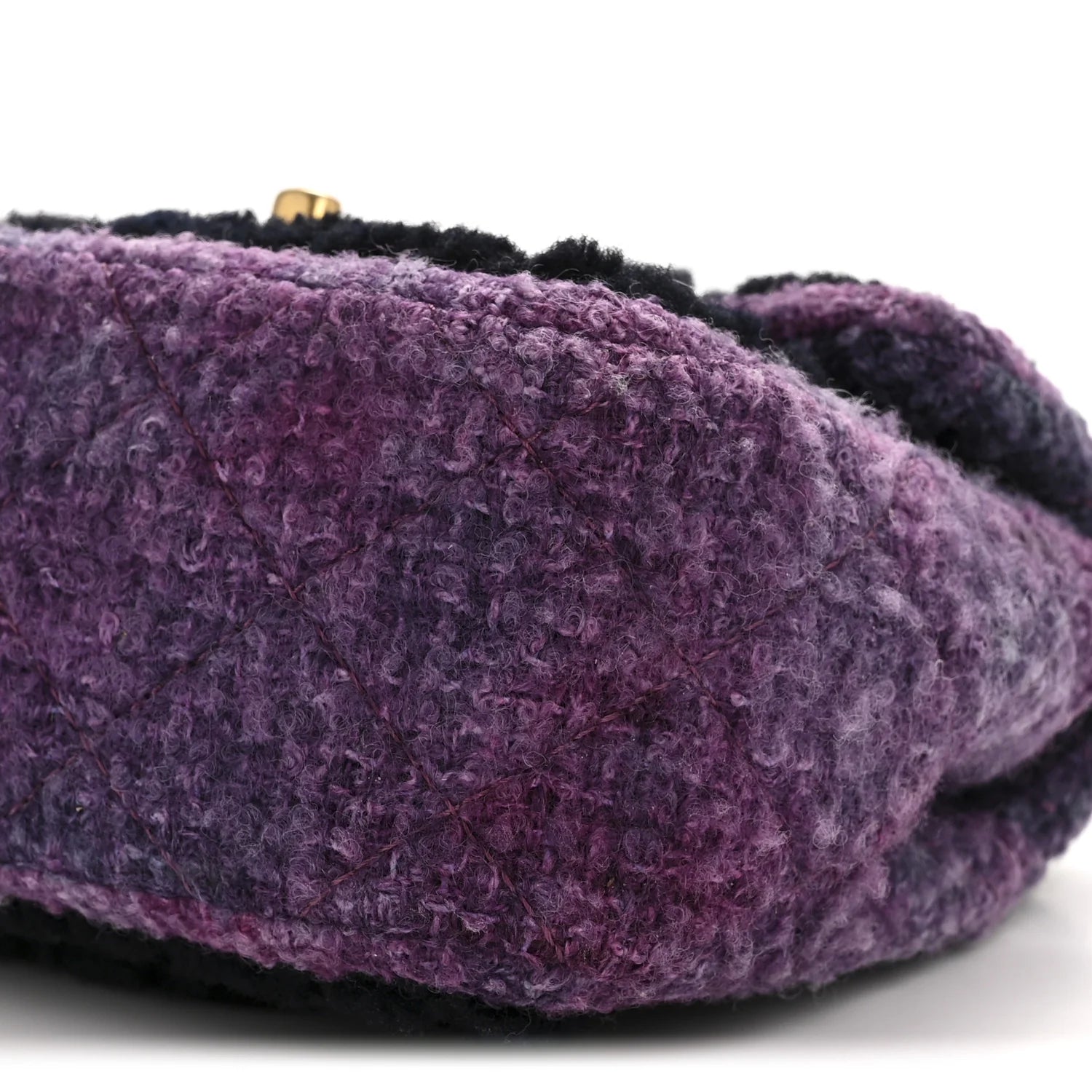 Shearling Tweed Quilted Mini Square Flap Bag Purple