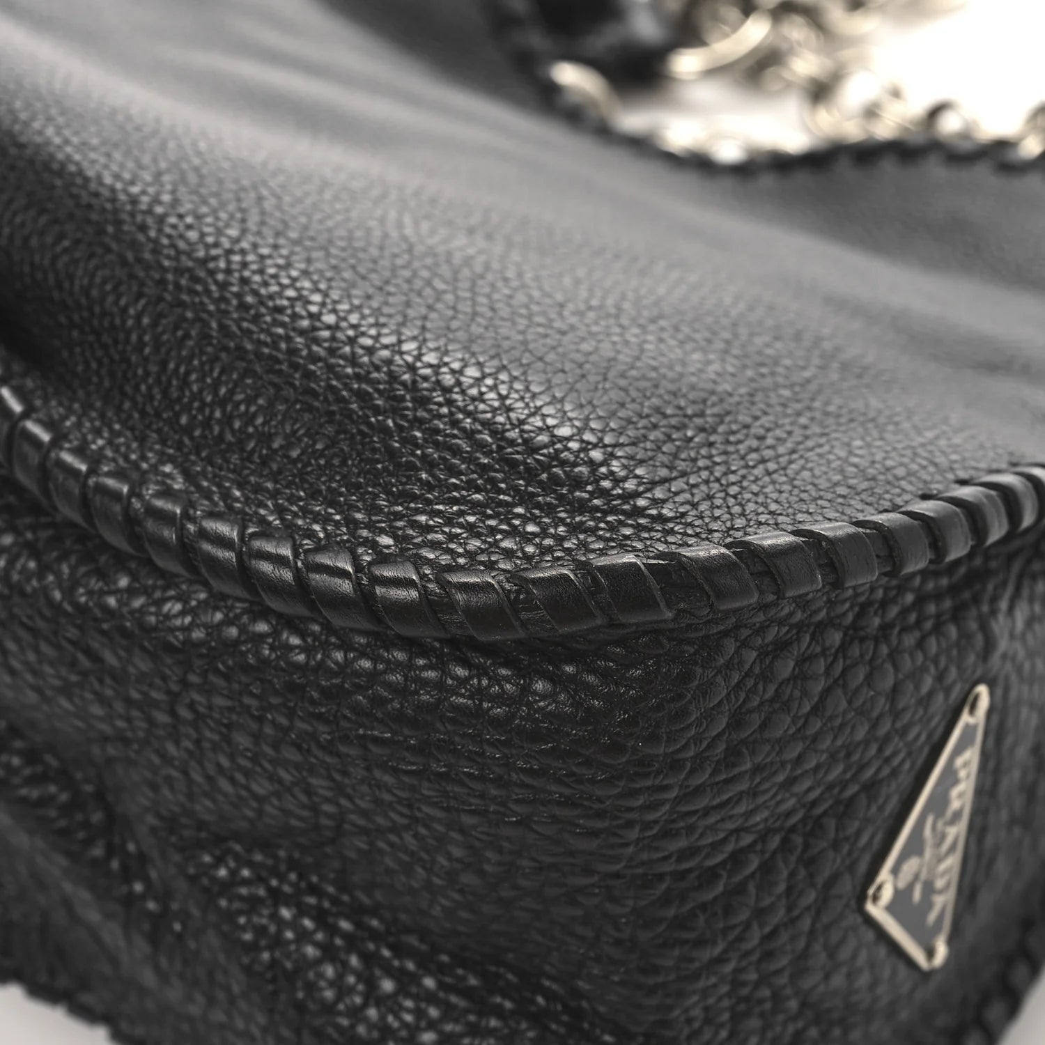 Vitello Daino Chain Braided Hobo Black