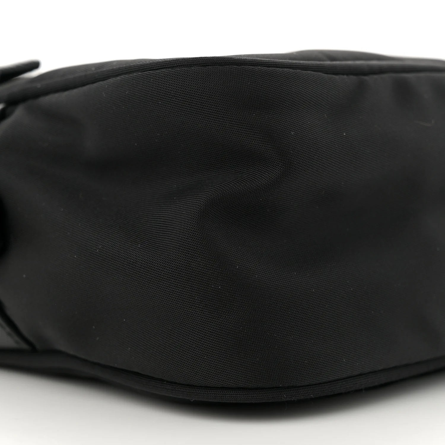 Re-Nylon Vela Saffiano Pocket Double Zip Shoulder Bag Black