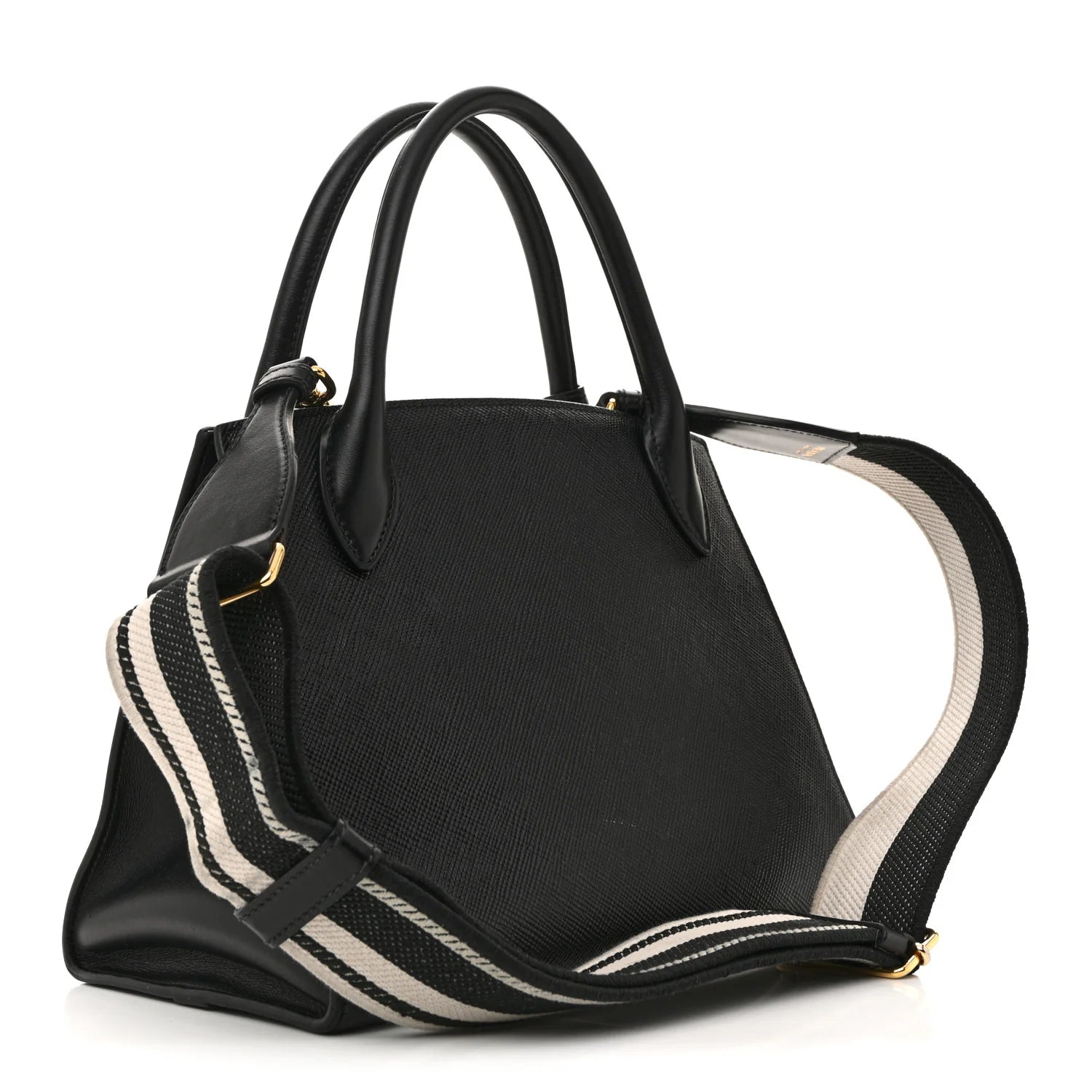 Saffiano Cuir Calfskin Small Monochrome Top Handle Tote Black