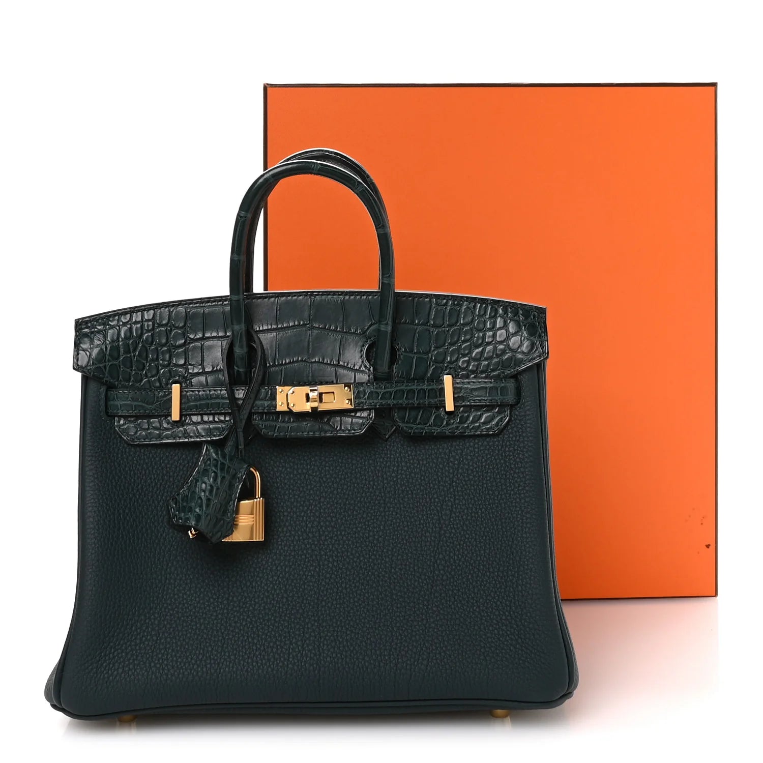Togo Matte Alligator Birkin Touch 25 Vert Cypress