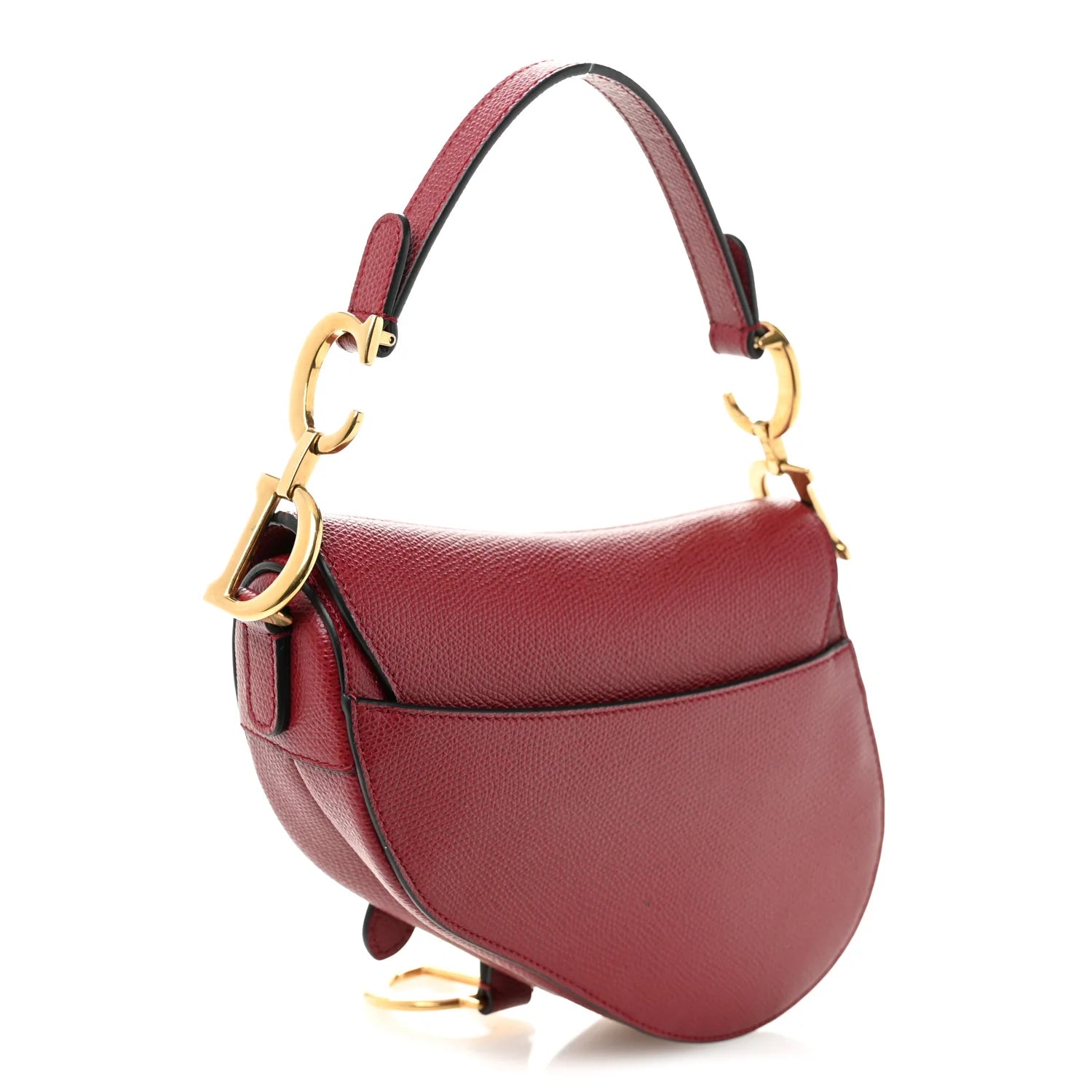Grained Calfskin Mini Saddle Bag Red