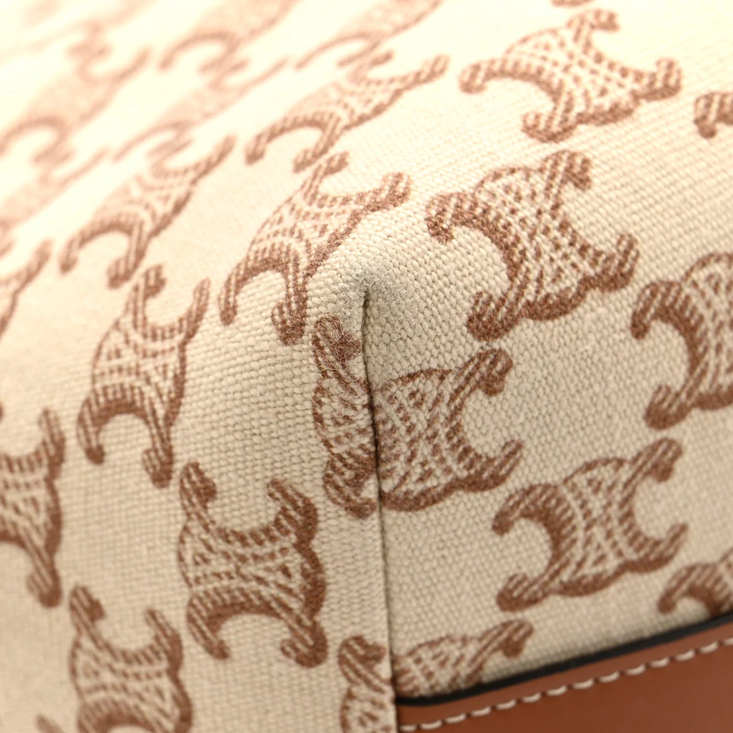 Triomphe Canvas Calfskin Museum Bag White