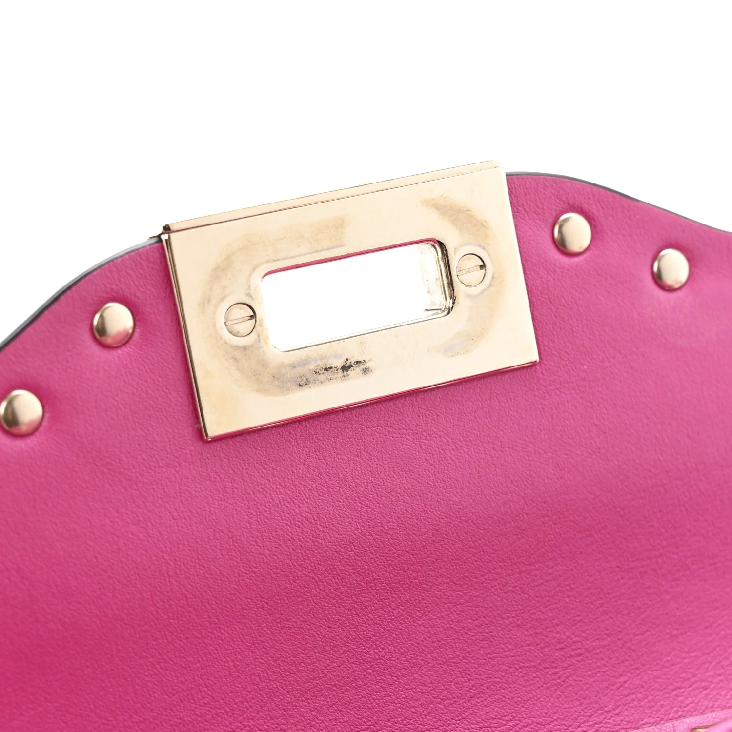 Vitello Small Rockstud Flip Lock Crossbody Bag Fuxia