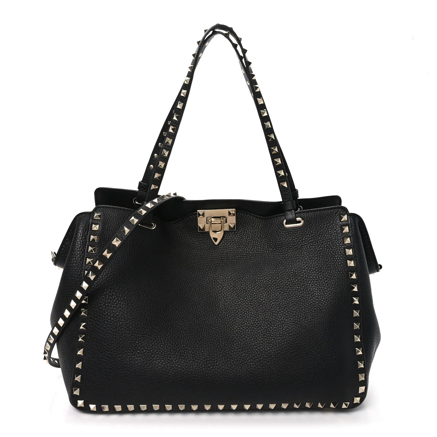 Vitello Medium Rockstud Tote Black