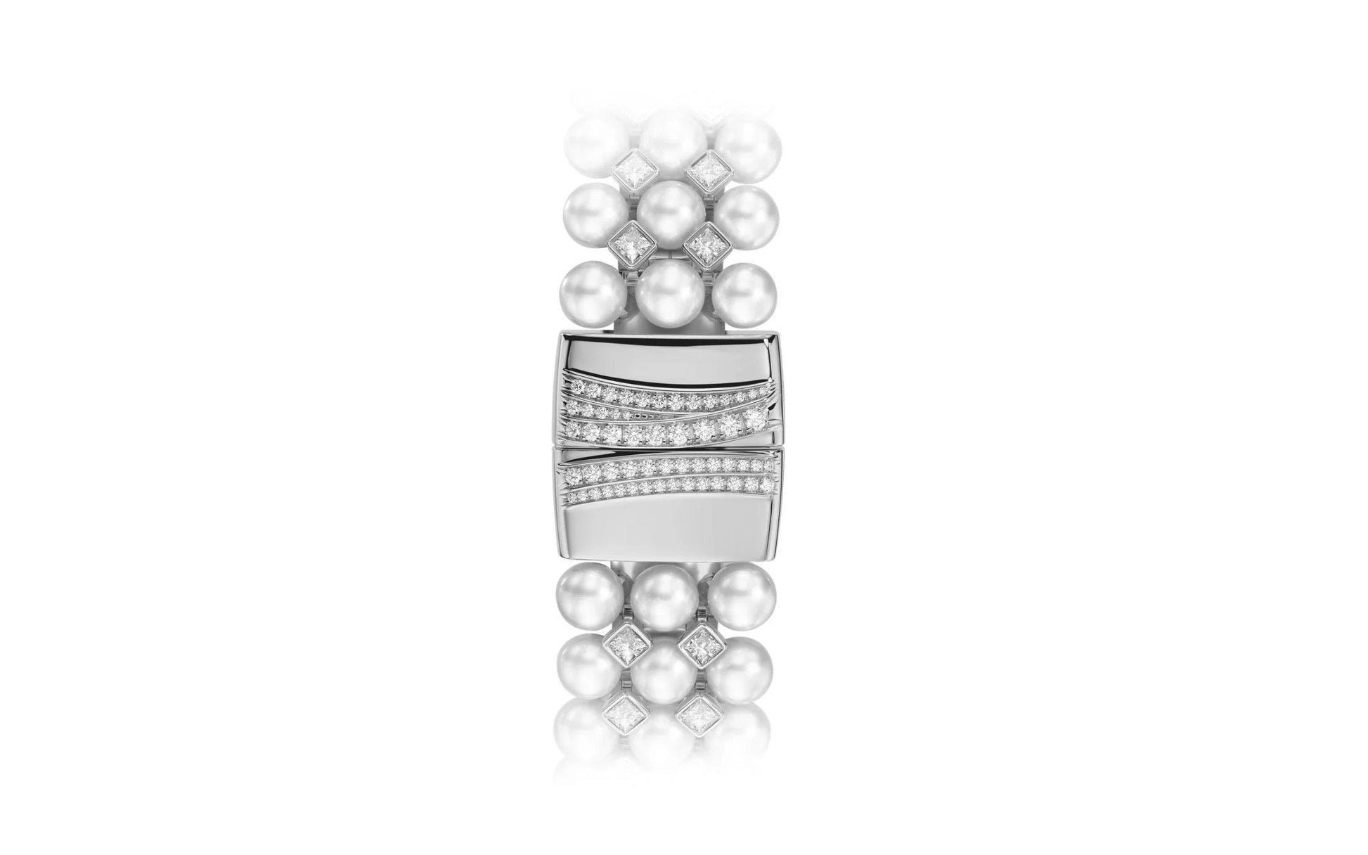 Ladies Gondolo Haute Joaillerie, 18Kt White Gold Set with Diamonds and Akoya Pearls, 31 × 34.8Mm, Ref# 7042/100G-010